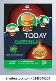Restaurant 50% discount food Burger Flyer Design, Todays Menu snake Chinese meal ad Template shape