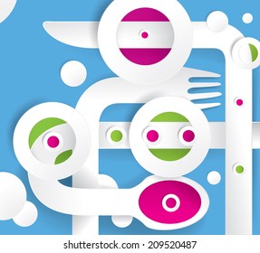 Restaurant Abstract Background, Fork Spoon (Vector Art)