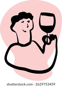Restaurant. Abstract drawing of people. engraving, ink, line art, vector	
