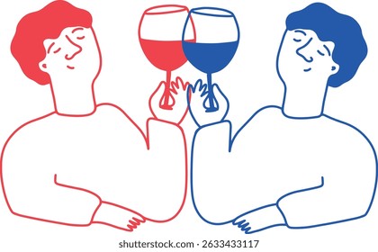 Restaurant. Abstract drawing of people. engraving, ink, line art, vector	
