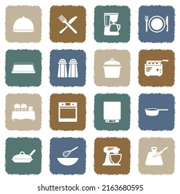 Restaurant Accessories Icons. Grunge Color Flat Design. Vector Illustration.