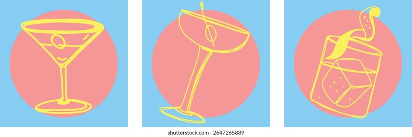 Restaurant alcoholic drink Line art	
