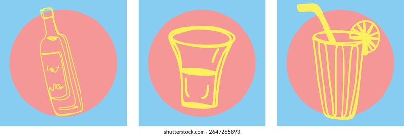 Restaurant alcoholic drink Line art	
