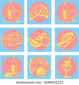 Restaurant alcoholic drink Line art	
