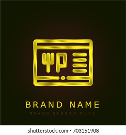 Restaurant app golden metallic logo
