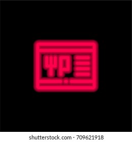 Restaurant app red glowing neon ui ux icon. Glowing sign logo vector