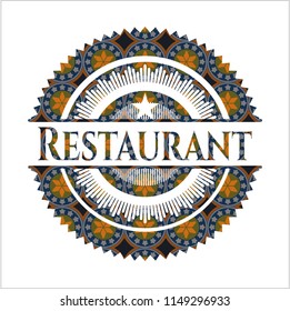 Restaurant arabic emblem. Arabesque decoration.