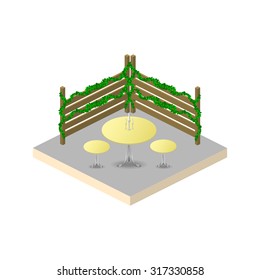 Restaurant and arbor vector isometric 