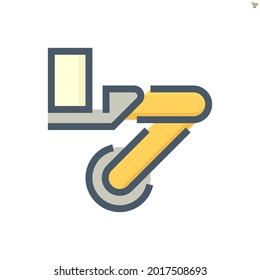 Restaurant automation vector icon. Artificial intelligence technology with robotic hand and arm to service, serve beverage with drinking glass. Technology for replace human i.e. waiter. 48x48 pixel.