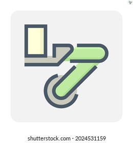 Restaurant automation vector icon. Artificial intelligence technology with robotic hand and arm to service, serve beverage with drinking glass. Technology for replace human i.e. waiter. 48x48 pixel.
