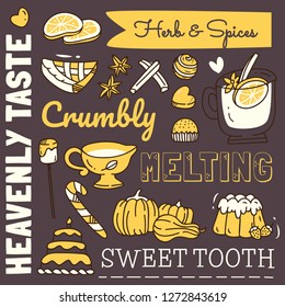 restaurant background element with food and drink doodle