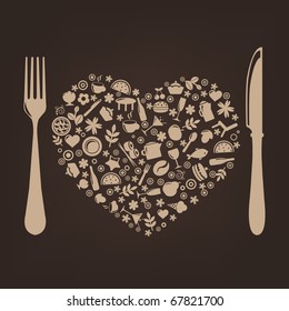 Restaurant Background With Restaurant Icons, Vector Illustration