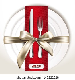 Restaurant background with a plate and cutlery