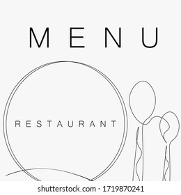 Fondo del restaurante con cuchara y placa, ilustración vectorial