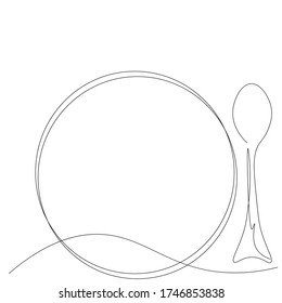  Restaurant background with spoons line drawing, vector illustration