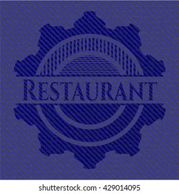 Restaurant badge with denim texture