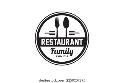 Restaurant badge, poster with fork and knife logo template