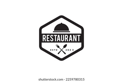 Restaurant badge, poster with fork and knife logo template