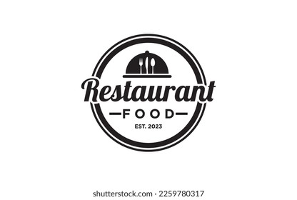 Restaurant badge, poster with fork and knife logo template