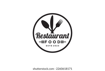 Restaurant badge, poster with fork and knife logo template