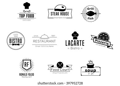 Restaurant Badges Black Vector Logos