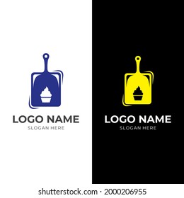 concepto de logotipo de panadería de restaurante con un estilo de color azul y amarillo