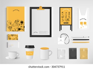 restaurant bakery set shop front design vector