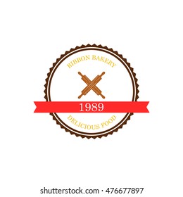 Restaurant and bakery vintage logo badge illustration template colorful