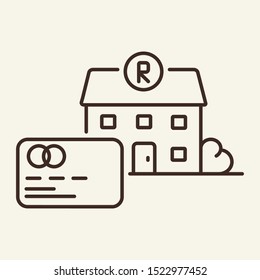 Restaurant and bank card line icon. Payment, bill, building. Restaurant business concept. Vector illustration can be used for topics like business, catering trade, cuisine