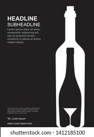 Restaurant banner. Black and white flyer template. silhouette symbol. isolated vector illustration element
