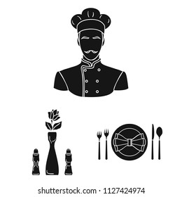 Restaurant and bar black icons in set collection for design. Pleasure, food and alcohol vector symbol stock web illustration.