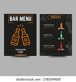 Restaurant Bar chalkboard drinks menu on a black background