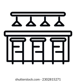 Restaurant bar counter icon outline vector. Cafe table. Wooden chair