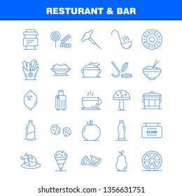 Restaurant And Bar Line Icon for Web, Print and Mobile UX/UI Kit. Such as: Food, Piece, Pizza, Eat, Food, Meal, Potato, Eat, Pictogram Pack. - Vector