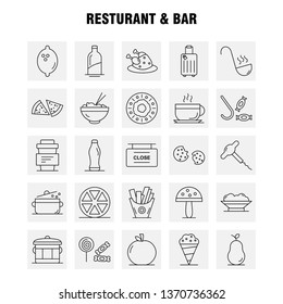 Restaurant And Bar Line Icon for Web, Print and Mobile UX/UI Kit. Such as: Food, Piece, Pizza, Eat, Food, Meal, Potato, Eat, Pictogram Pack. - Vector