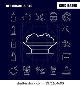 Restaurant And Bar Line Icon for Web, Print and Mobile UX/UI Kit. Such as: Food, Piece, Pizza, Eat, Food, Meal, Potato, Eat, Pictogram Pack. - Vector