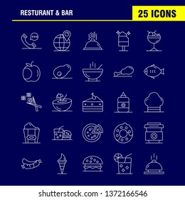 Restaurant And Bar Line Icon for Web, Print and Mobile UX/UI Kit. Such as: Telephone, Phone, Chat, Hotel, World, Map, Location, Hotel, Pictogram Pack. - Vector