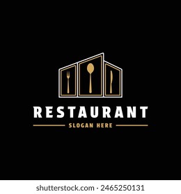 Restaurant bar logo design concept gold luxury