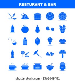 Restaurant And Bar Solid Glyph Icon for Web, Print and Mobile UX/UI Kit. Such as: Food, Piece, Pizza, Eat, Food, Meal, Potato, Eat, Pictogram Pack. - Vector