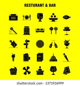 Restaurant And Bar Solid Glyph Icon for Web, Print and Mobile UX/UI Kit. Such as: Direction, Navigation, Sign, Board, Hotel, Board, Open, Sign, Pictogram Pack. - Vector