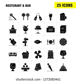 Restaurant And Bar Solid Glyph Icon for Web, Print and Mobile UX/UI Kit. Such as: Direction, Navigation, Sign, Board, Hotel, Board, Open, Sign, Pictogram Pack. - Vector