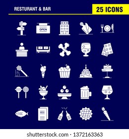 Restaurant And Bar Solid Glyph Icon for Web, Print and Mobile UX/UI Kit. Such as: Direction, Navigation, Sign, Board, Hotel, Board, Open, Sign, Pictogram Pack. - Vector