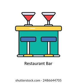 Restaurant Bar Vektorgrafik Gefüllte Umriss Design Illustration. Symbol auf weißem Hintergrund EPS 10 Datei 