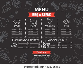 Restaurant BBQ Steak Menu Design