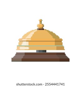 Restaurant bell pixel art, vector illustration on isolated background.