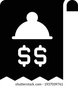 icono plano de glifo vector de lista de restaurantes