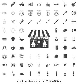 restaurant black icon on the white background restaurant cafe set Flat vector illustration
