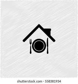 restaurant -  black vector icon