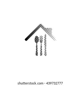restaurant - black vector icon;  halftone illustration
