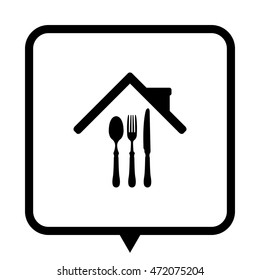 restaurant - black vector icon ; message bubble